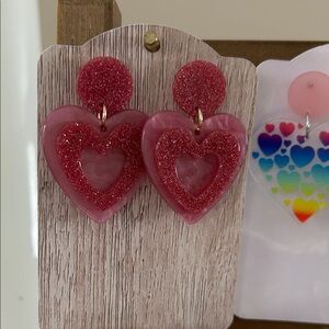 Mauve Glitter Heart Earrings